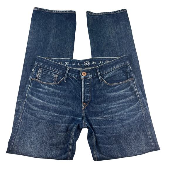 Earnest Sewn Fulton Selvedge Straight Leg Denim Jeans Made In USA Men's Size 33 - Picture 2 of 8